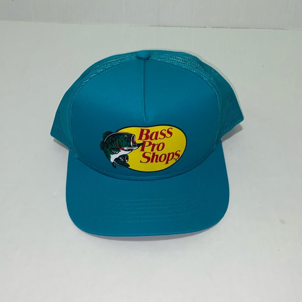 Bass Pro Shops Teal Mesh Back Adjustable Size Snap Back Cap Hat